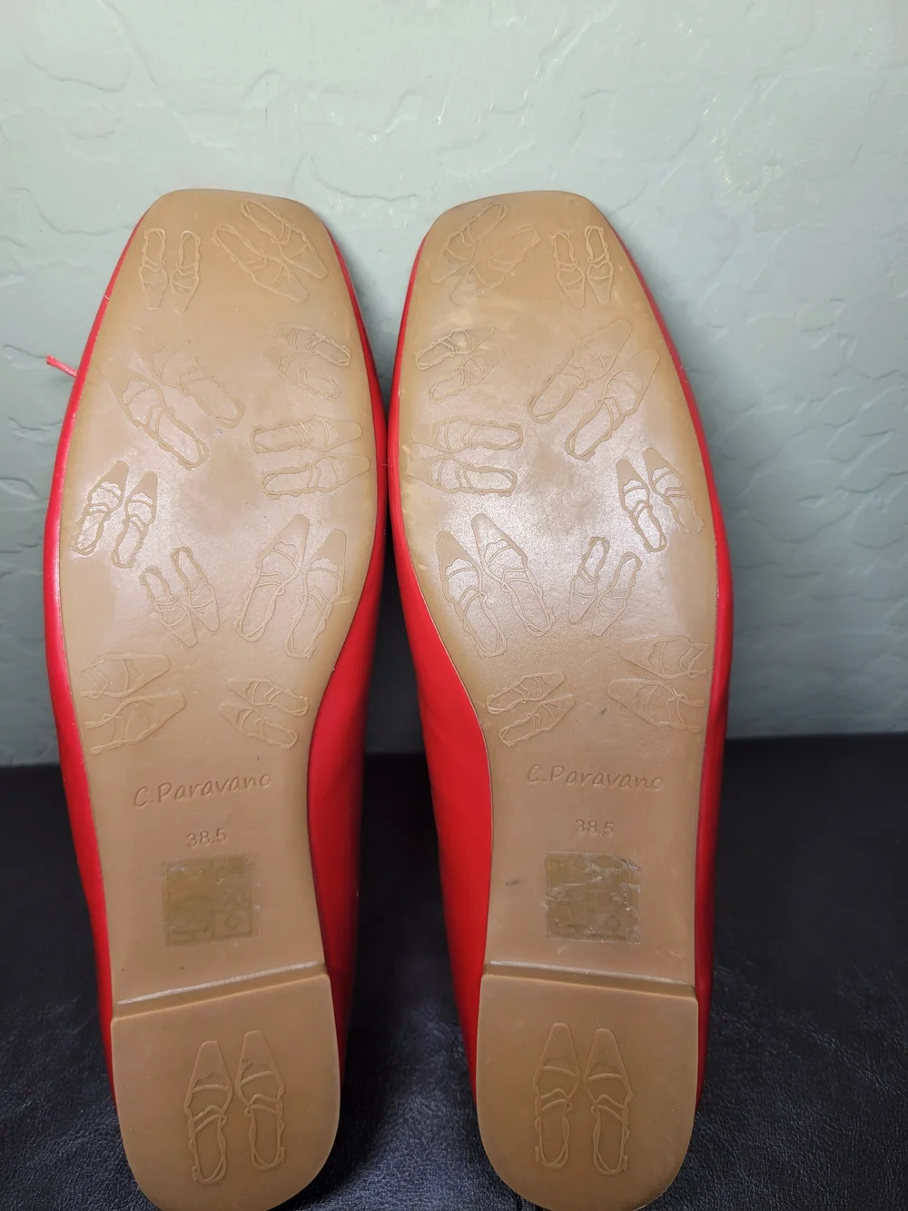 C.Paravano Red Leather Bowknot Ballet Flats EU 38.5 US Size 8